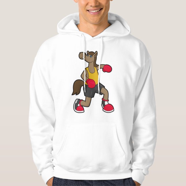 Horse as Boxer with Boxing gloves Hoodie (Front)