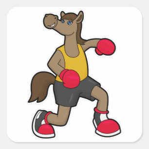 Horse as Boxer with Boxing gloves Square Sticker