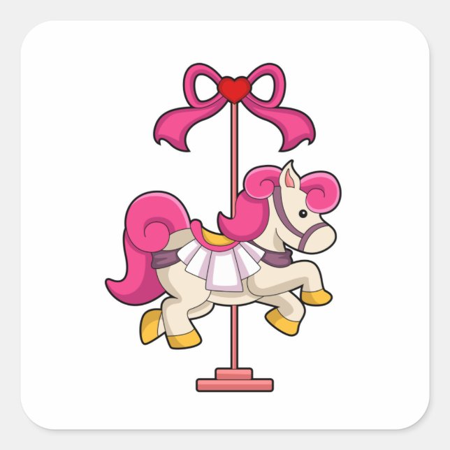 Horse as Carousel horse.PNG Square Sticker (Front)