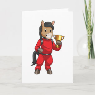 Horse as Champion with Trophy Card
