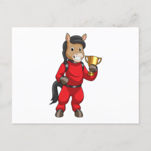 Horse as Champion with Trophy Postcard