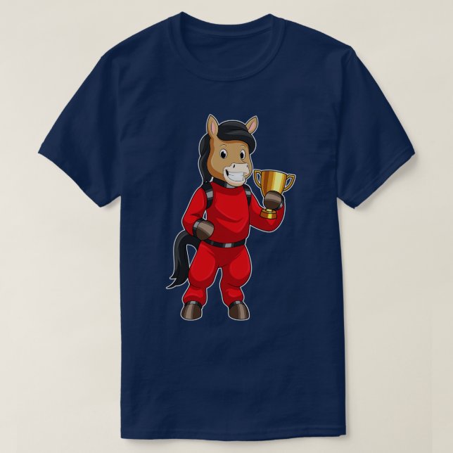 Horse as Champion with Trophy T-Shirt (Design Front)