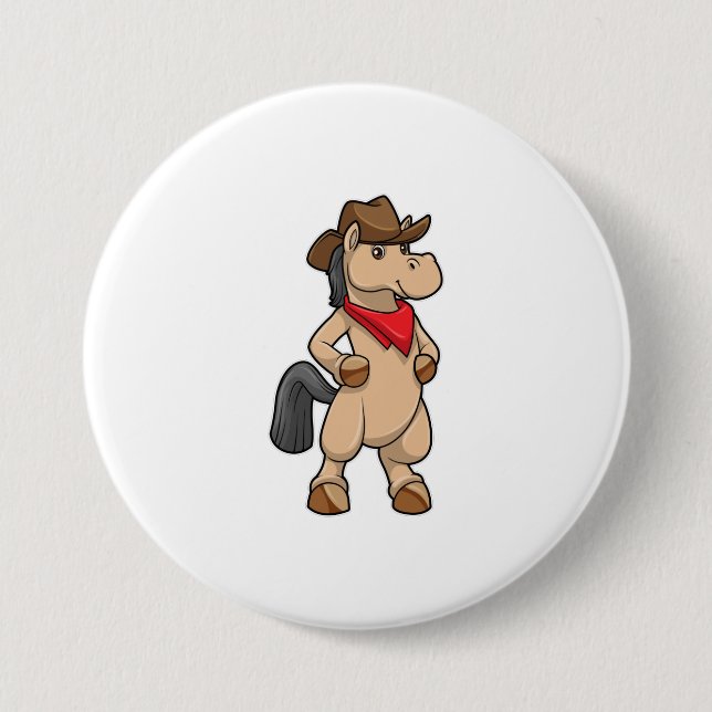Horse as Cowboy 7.5 Cm Round Badge (Front)