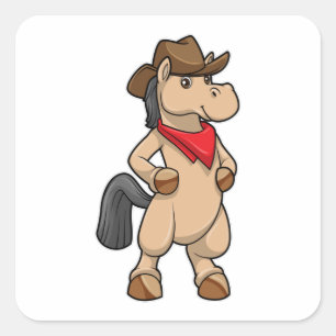 Horse as Cowboy Square Sticker