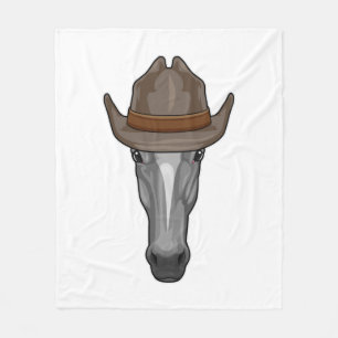 Horse as Cowboy with Hat Fleece Blanket