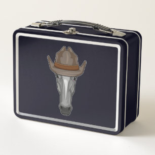 Horse as Cowboy with Hat Metal Lunch Box