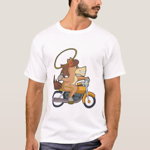 Horse as Cowboy with Lasso & Motorcycle T-Shirt
