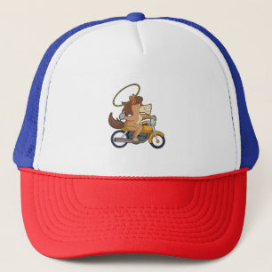Horse as Cowboy with Lasso & Motorcycle Trucker Hat