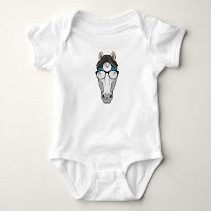 Horse as Doctor with Glasses Baby Bodysuit