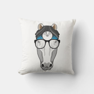 Horse as Doctor with Glasses Cushion