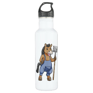 Horse as Farmer with Rake 710 Ml Water Bottle