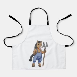 Horse as Farmer with Rake Apron
