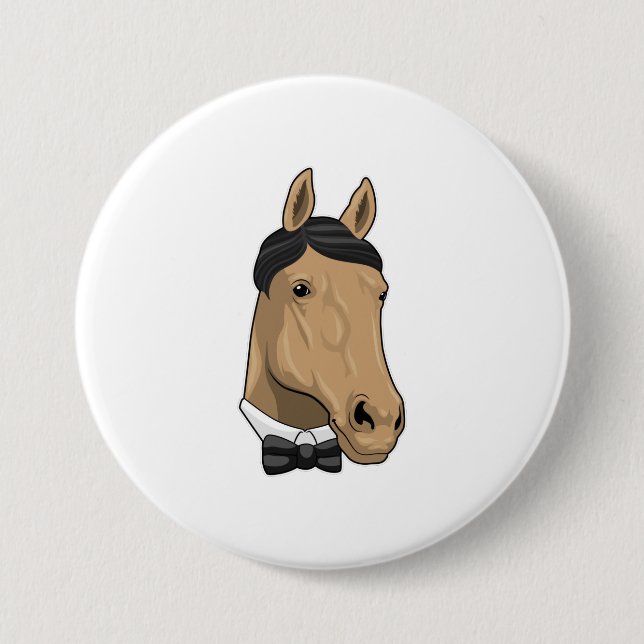 Horse as Gentleman with Bow tie 7.5 Cm Round Badge (Front)