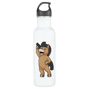 Horse as Hairdresser with Comb 710 Ml Water Bottle