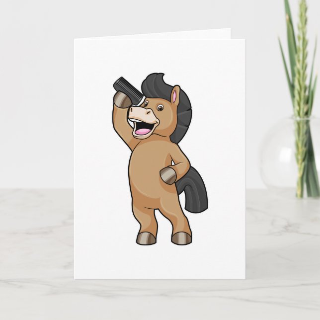 Horse as Hairdresser with Comb Card (Front)