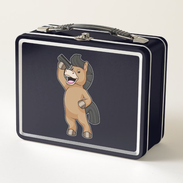 Horse as Hairdresser with Comb Metal Lunch Box (Front)