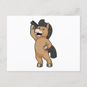 Horse as Hairdresser with Comb Postcard