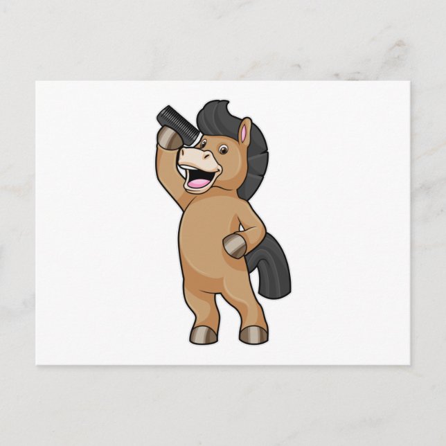 Horse as Hairdresser with Comb Postcard (Front)