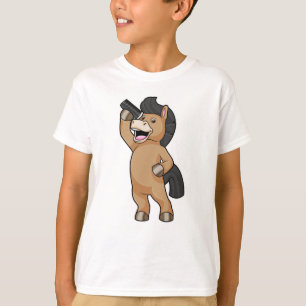 Horse as Hairdresser with Comb T-Shirt