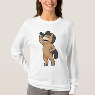 Horse as Hairdresser with Comb T-Shirt