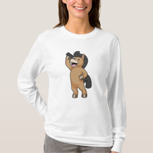 Horse as Hairdresser with Comb T-Shirt