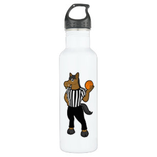 Horse as Referee with Basketball & Whistle 710 Ml Water Bottle