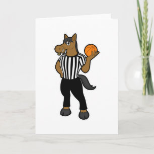 Horse as Referee with Basketball & Whistle Card