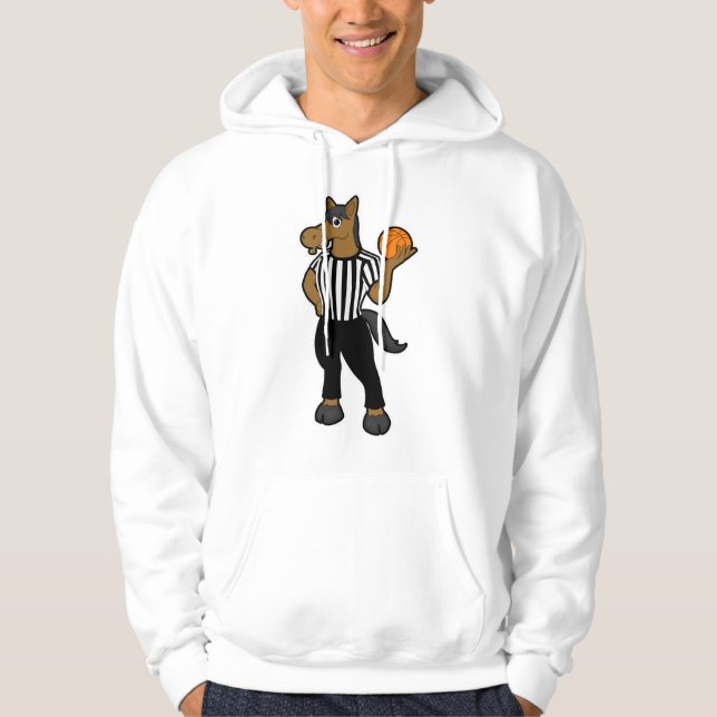 Horse as Referee with Basketball & Whistle Hoodie (Front)