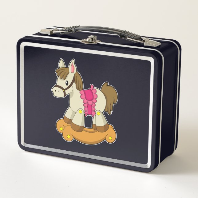 Horse as Rocking horse.PNG Metal Lunch Box (Front)