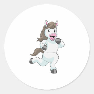 Horse as Runner at Running Classic Round Sticker