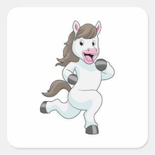 Horse as Runner at Running Square Sticker