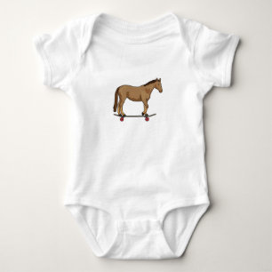 Horse as Skater on Skateboard Baby Bodysuit