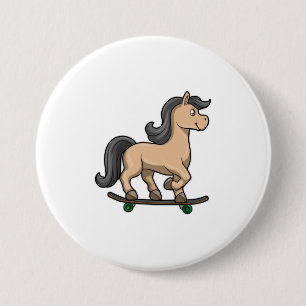 Horse as Skater with Skateboard 7.5 Cm Round Badge