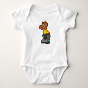 Horse as Skater with Skateboard Baby Bodysuit