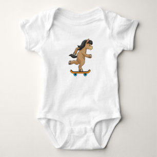 Horse as Skater with Skateboard Baby Bodysuit