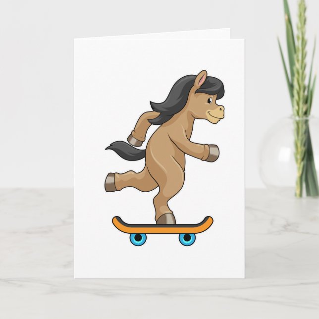 Horse as Skater with Skateboard Card (Front)