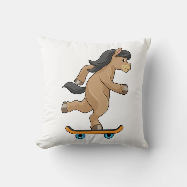Horse as Skater with Skateboard Cushion (Front)