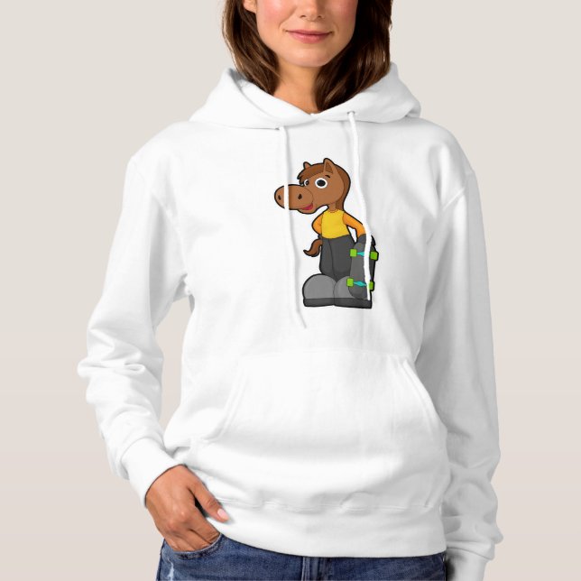 Horse as Skater with Skateboard Hoodie (Front)