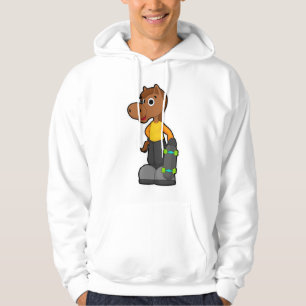Horse as Skater with Skateboard Hoodie