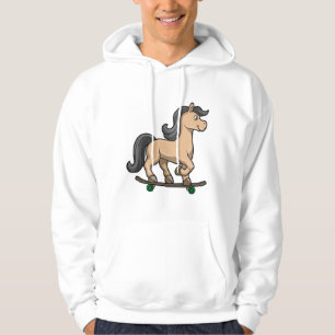Horse as Skater with Skateboard Hoodie