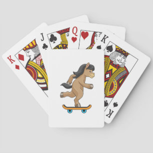 Horse as Skater with Skateboard Playing Cards