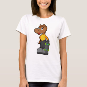 Horse as Skater with Skateboard T-Shirt
