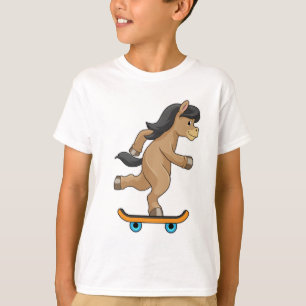 Horse as Skater with Skateboard T-Shirt
