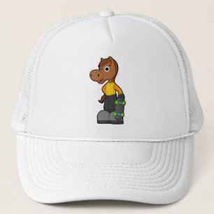 Horse as Skater with Skateboard Trucker Hat