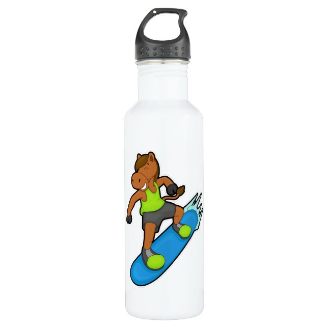 Horse as Snowboarder with Snowboard 710 Ml Water Bottle (Front)