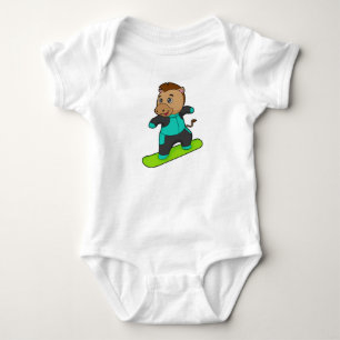 Horse as Snowboarder with Snowboard Baby Bodysuit