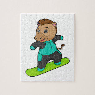 Horse as Snowboarder with Snowboard Jigsaw Puzzle