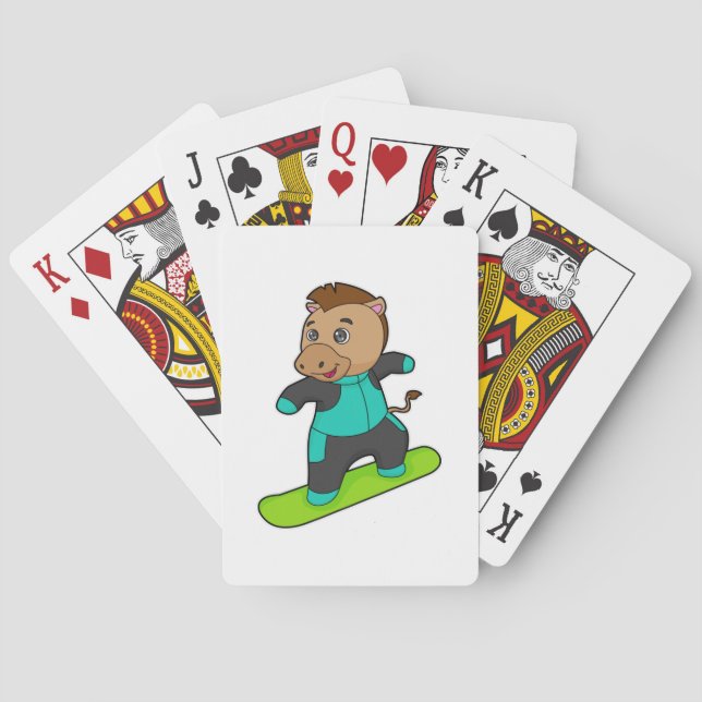 Horse as Snowboarder with Snowboard Playing Cards (Back)