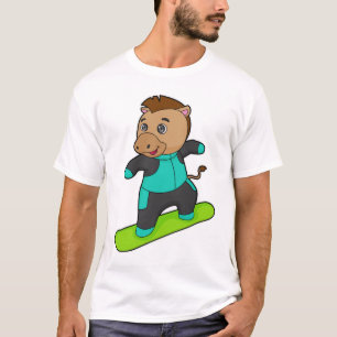 Horse as Snowboarder with Snowboard T-Shirt