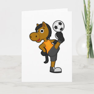 Horse as Soccer player with Soccer ball Card